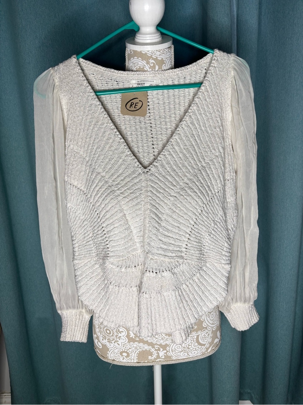 Nwt Anthropologie Sweater Sheer Sleeve M NWT